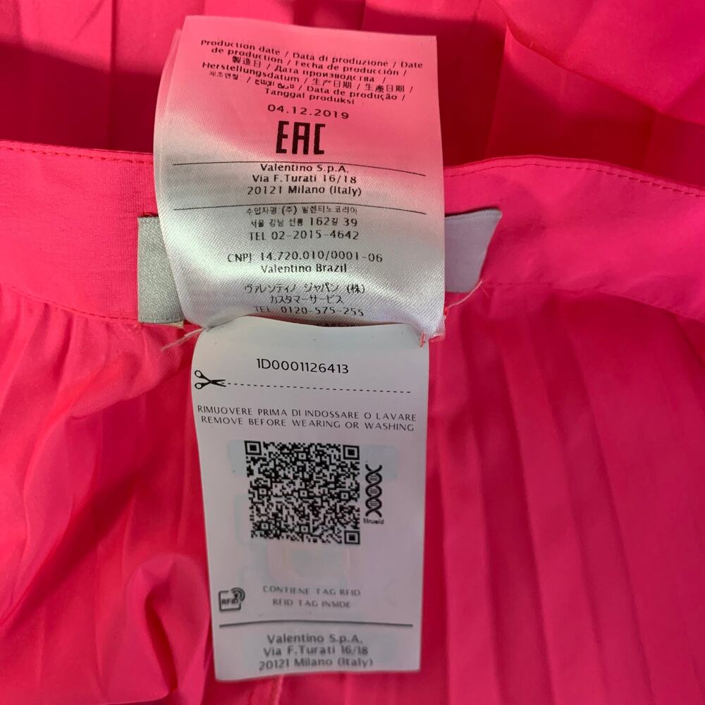 VALENTINO Size XS Pink Polyester Pleated Asymmetrical Skirt - Picture 7 of 7